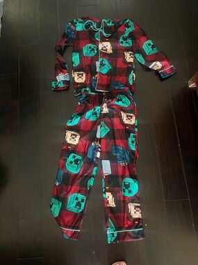 Target Red & Black Plaid Kids Pajama Set with Teal Character Print